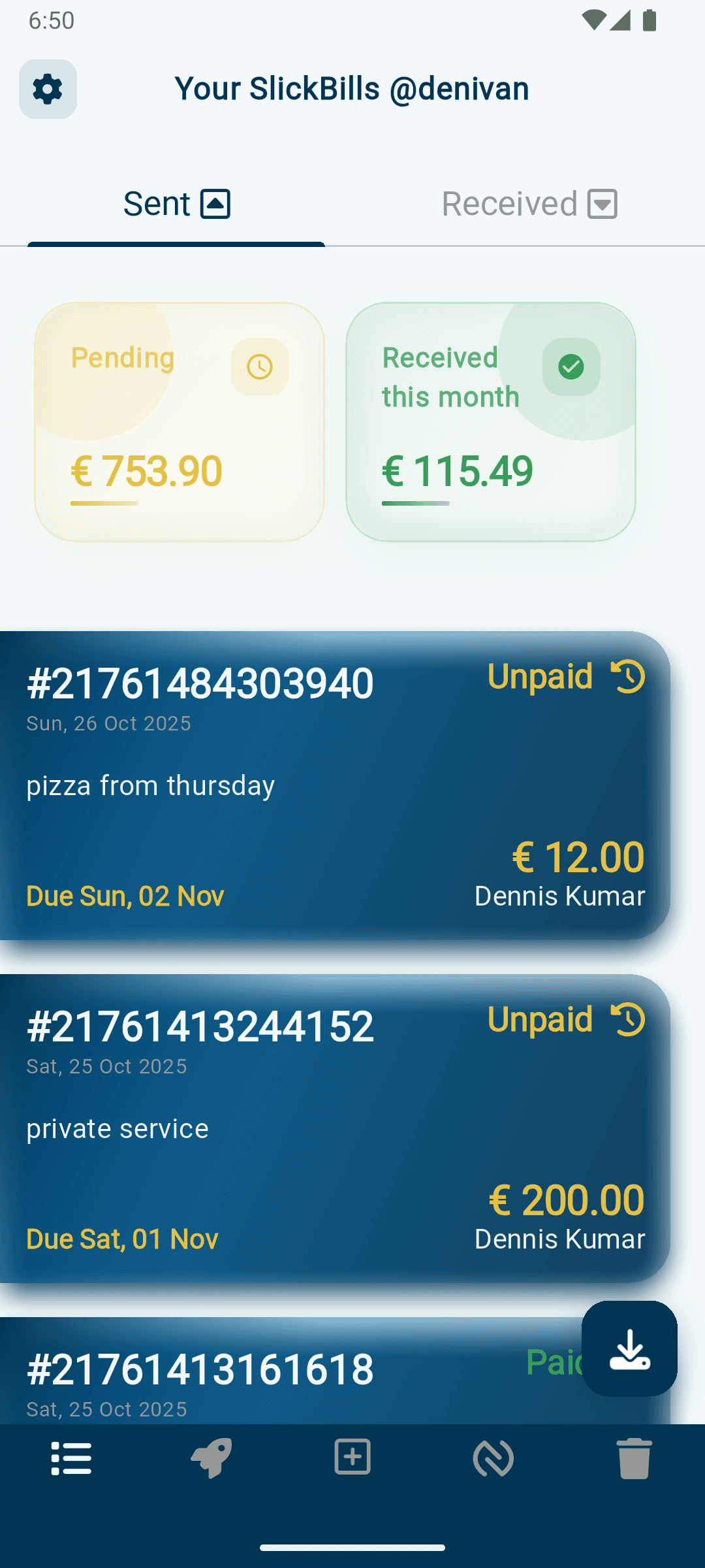 SlickBills screenshot 1